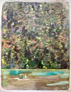 Sarah Jérôme, En eaux vives II, 2023, peinture à l'huile sur papier calque, 90,5x69,5cm - Courtesy the artist and Galerie Vazieux