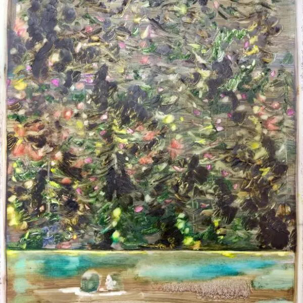Sarah Jérôme, En eaux vives II, 2023, peinture à l'huile sur papier calque, 90,5x69,5cm - Courtesy the artist and Galerie Vazieux