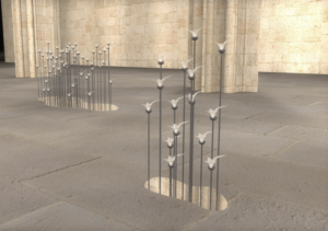Olga Kisseleva, La zone, esquissse installaton, champ de fleurs