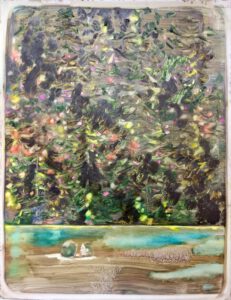 Sarah Jérôme, En eaux vives II, 2023, peinture à l'huile sur papier calque, 90,5x69,5cm - Courtesy the artist and Galerie Vazieux