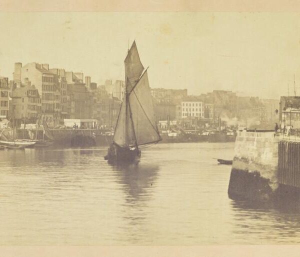 Onésippe AGUADO, Vue du port du Havre avec vue de l’hôtel de l’Amirauté, 1863.
