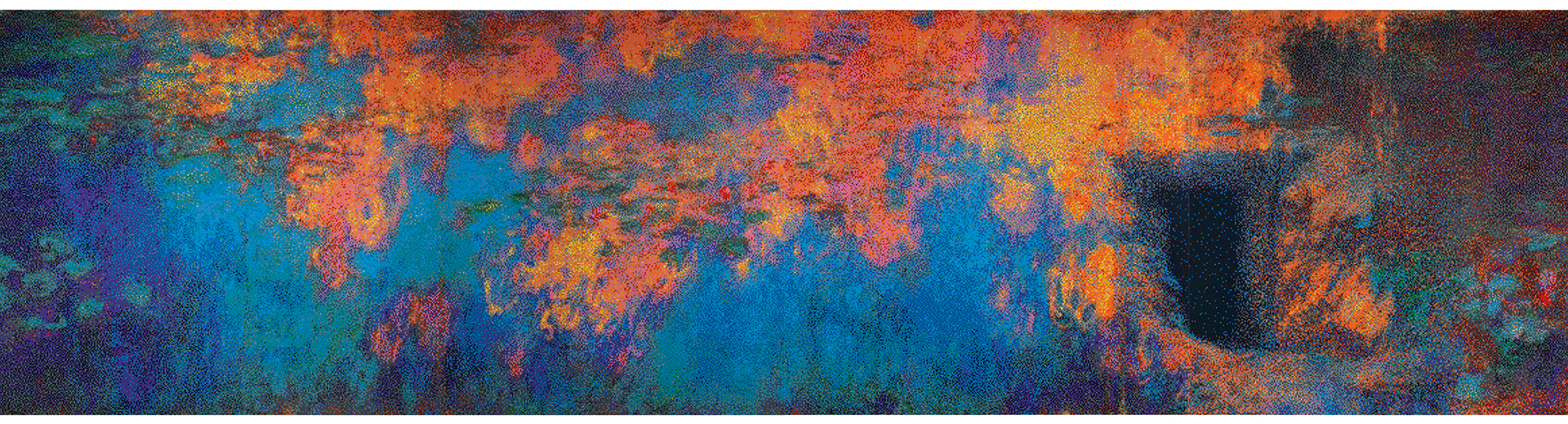 Texture colorée avec des touches d'orange et de bleu